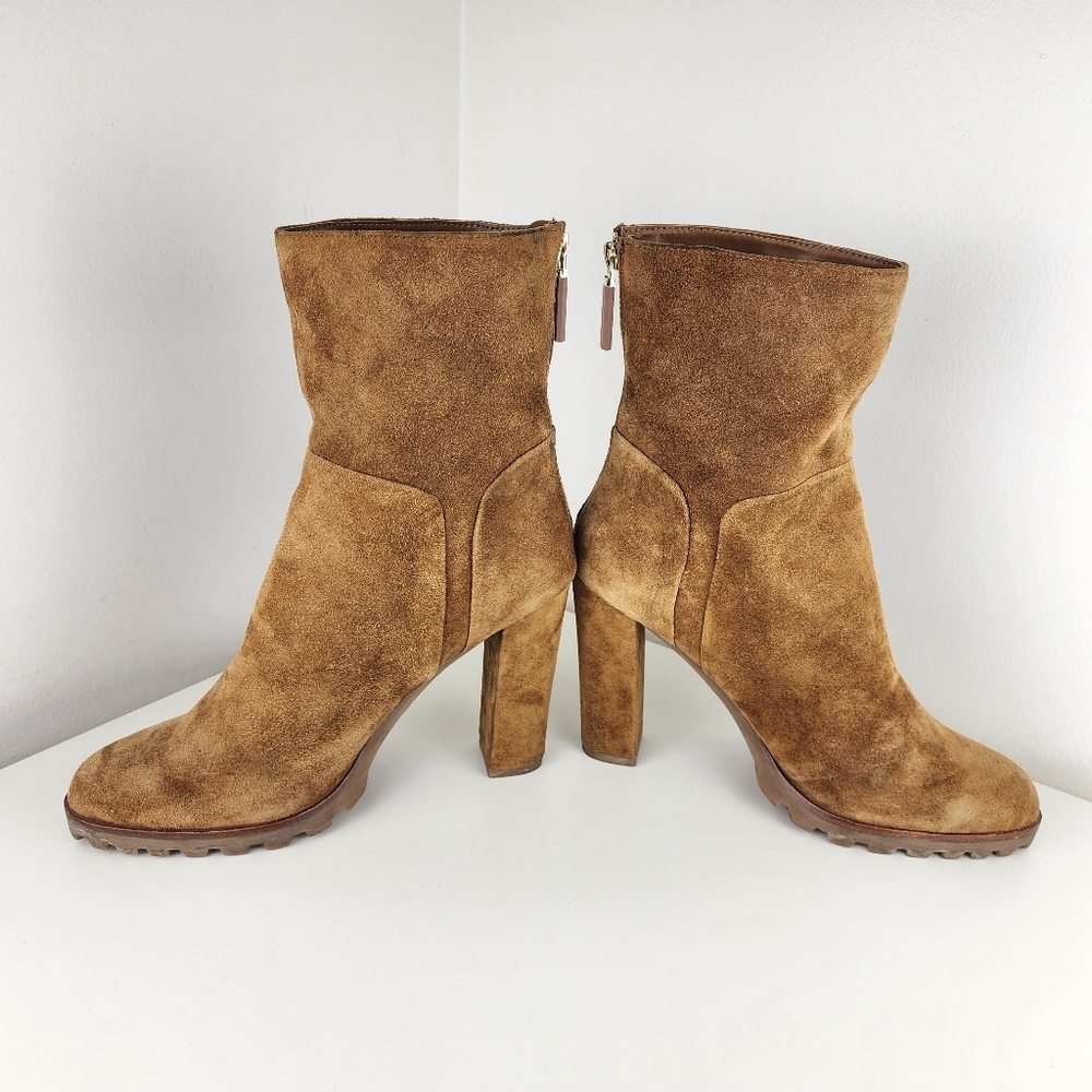 Aldo Women Tan Suede Ankle Boots Size 10 High Heels - Picture 4 of 13
